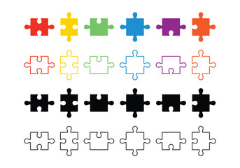Naklejka premium Colorful Puzzle band banner Pieces Illustration