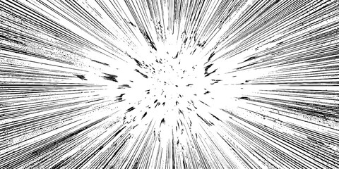Fototapeta premium Dynamic manga explosion with speed lines for comic design