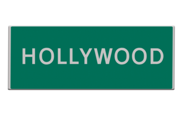 Digital composite. ..Road sign Hollywood..PNG file
