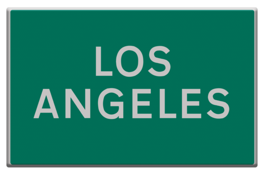 Digital composite. ..Road sign Los Angeles. ..PNG file