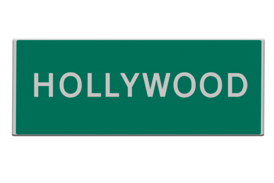 Digital composite. ..Road sign Hollywood..PNG file