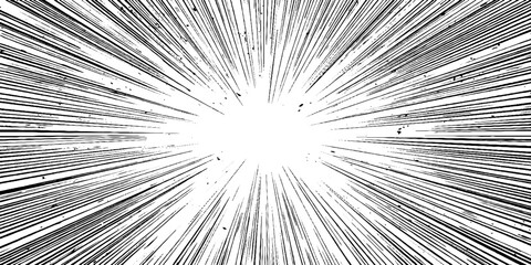 Obraz premium Dynamic comic burst with motion lines and halftone shading for pop art and manga designs