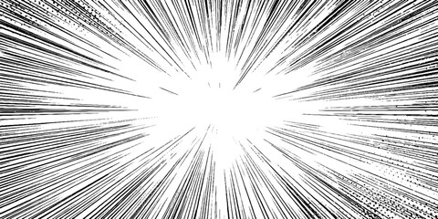 Obraz premium Dynamic burst background with speed rays in japanese comic style for design needs