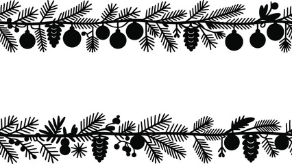 Vector art of christmas border with fir branches.
