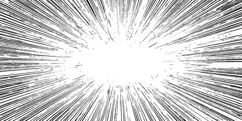 Obraz premium Dynamic impact burst with converging tapered lines for anime and manga design
