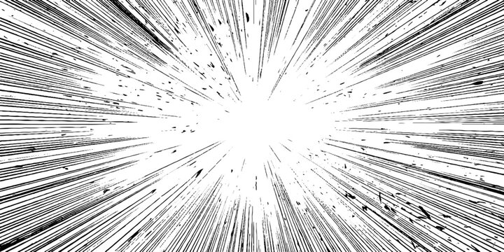 Dynamic manga burst background with tapered converging lines for anime design