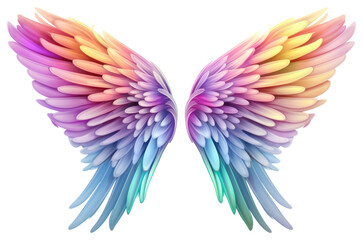 Obraz premium PNG Rainbow angel wing purple white background lightweight.