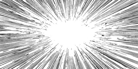 Obraz premium Dynamic manga radial burst with expanding ink lines for anime and comic design