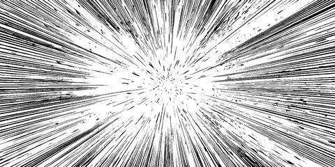 Dynamic manga style radial burst with fine ink lines for comic design