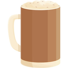 Cartoon Style Coffee Mug With Foamy Top And Transparent Background Isolated Vector Illustration Flat Design