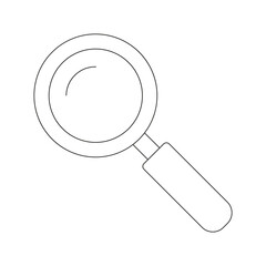 A magnifying glass icon with a magnifying glass on a white background.