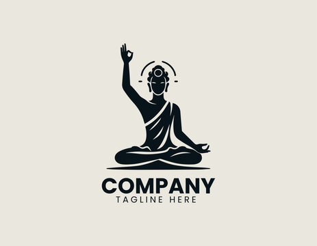 Serene Buddha figure silhouette vector logo illustration