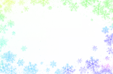 Beautiful white frost patterns arranged as frame isolated. Symbol of Christmas wonder.
