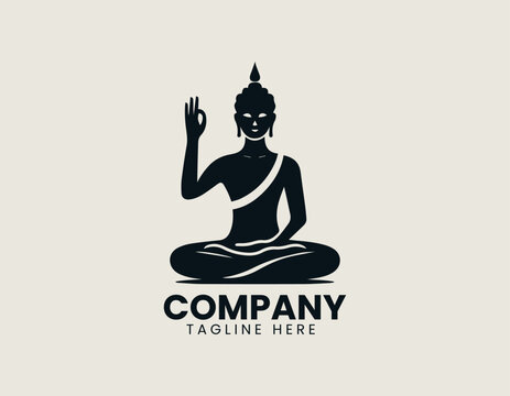 Serene Buddha figure silhouette vector logo illustration