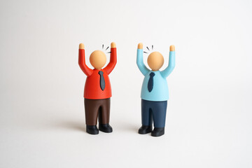 A dispute between two businessmen. Business competition. Conflict of interests, negotiation, and rivalry. Market competition, corporate disagreements, and management strategies