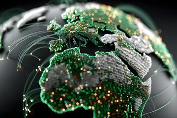 Green Globe with Digital Connectivity Network