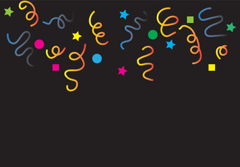 Vector Confetti Background. Abstract Border with Color Pattern. Falling Gradient Ribbons and Stars for Carnivals