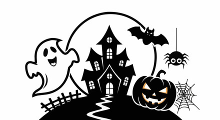 halloween pumpkin and bats