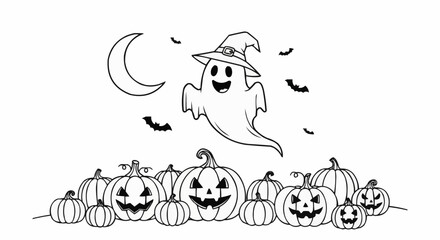 halloween pumpkin and ghost