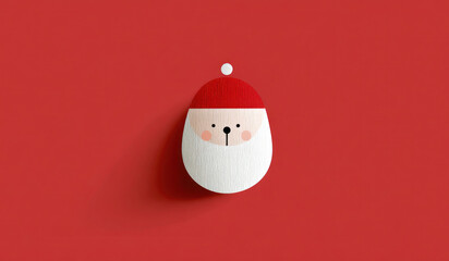 Cute minimalist Santa Claus face icon, simple flat design, centered on plain background with copy space, clean style modern Christmas design