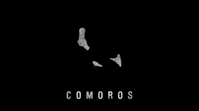 Comoros scribbled map appearing on black background
