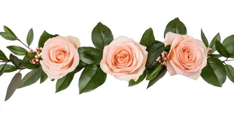 Naklejka premium beautiful arrangement of soft pink roses surrounded by lush green leaves, creating an elegant floral display.