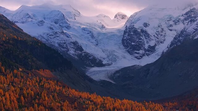 the famous morteratsch glacier in switzerland in autumn 4k 25fps video