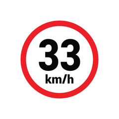 Speed limit sign 33 km h icon vector design illustration