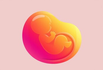 Stylized gradient icon depicting a fetal form in utero,  medical,  healthcare