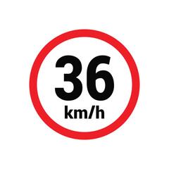 Speed limit sign 36 km h icon vector design illustration