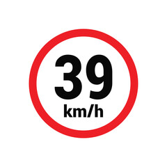 Speed limit sign 39 km h icon vector design illustration