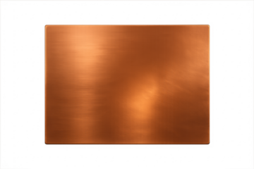 Brushed copper metal plate on transparent background