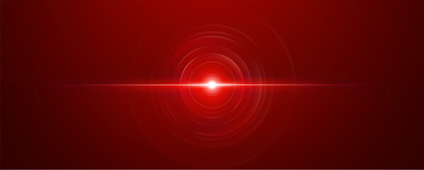 Bright red laser light core with concentric glow rings