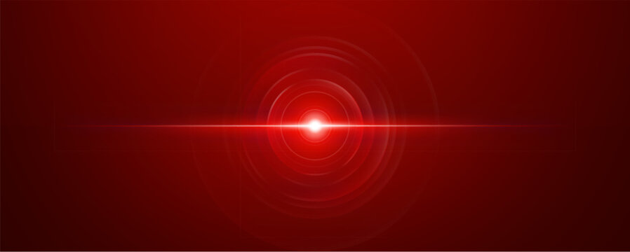 Bright red laser light core with concentric glow rings
