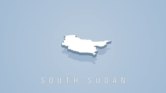 Rotating 3d map of south sudan on solid background
