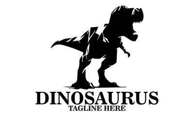 Fototapeta premium Cool dino icon, cool dino vector illustration, cool dino logo design, vector silhouette of a dinosaur in a threatening pose. A T-Rex dinosaur with sharp teeth and a powerful posture