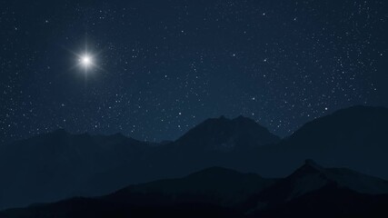 night Christmas panorama with a star in the sky - Powered by Adobe