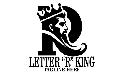 Letter R king vector illustration, letter R king logo art