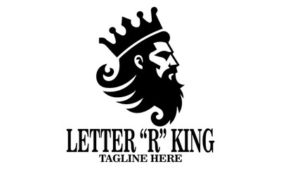 Letter R king vector illustration, letter R king logo art