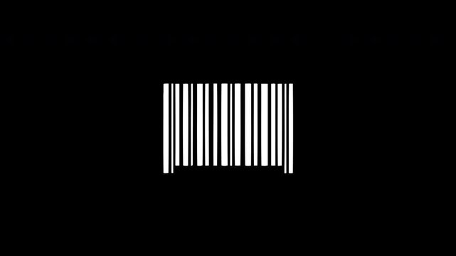 Animated barcodes with glitch effect on black background