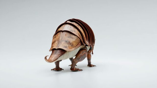 Sci-fi alien creature concept with armored head and body, thick herbivore form, realistic anatomy, and white clean background.