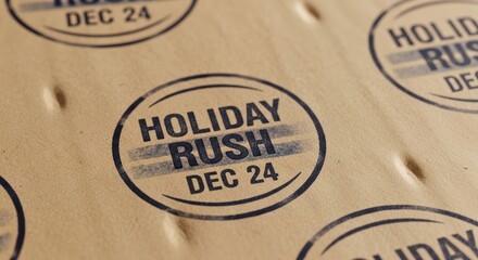 Holiday rush dec 24 print on brown paper background