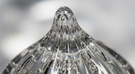 Abstract Macro View of Tapered Clear Glass Texture and Light
An abstract macro close-up of a clear, textured glass or crystal object, possibly a stopper, droplet, or decorative ornament, culminating 