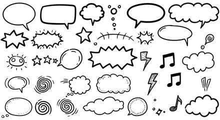 Fototapeta premium Hand-Drawn Speech Bubbles and Comic Elements Illustration Design Template