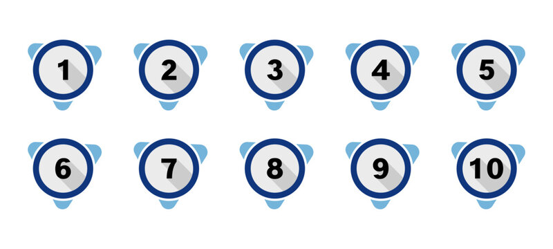 umbering sequence buttons one to ten flat vector illustration isolated on white.