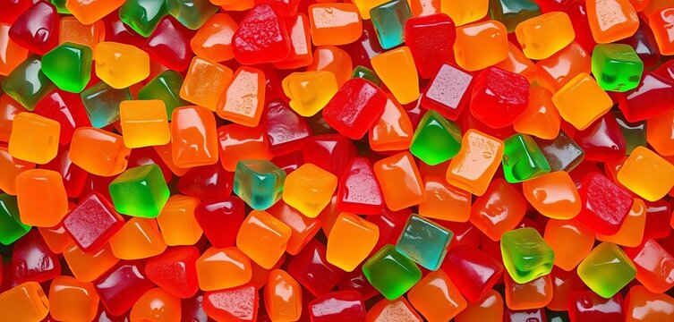 Colorful assorted gummy candies arranged in a vibrant vector style set,   confectionery,  illustration