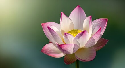 Closeup of a beautiful pink lotus flower in full bloom