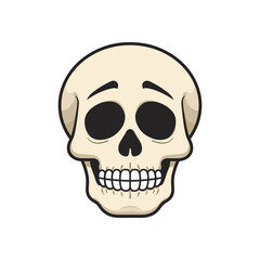 Fototapeta premium Cute cartoon skull with big eyes and smiling mouth