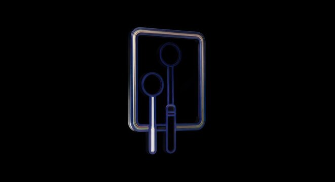 Dental Tools Holographic Display on Black Background.