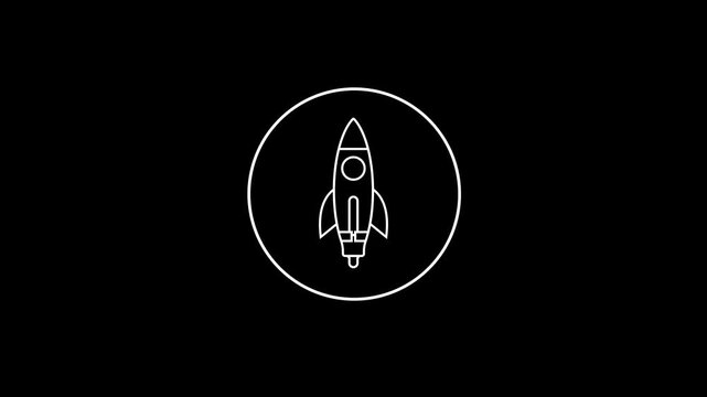 Space Rocket Outline Icon Animation &ndash; 4K Stock Video, Minimal Motion Graphic